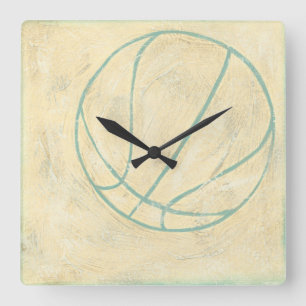 Blue Basketball by Chariklia Zarris Quadratische Wanduhr