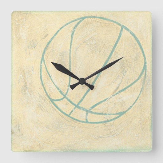 Blue Basketball by Chariklia Zarris Quadratische Wanduhr (Vorderseite)