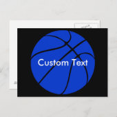 Blue Basketball Custom Team Name oder Text Sports Postkarte (Vorne/Hinten)
