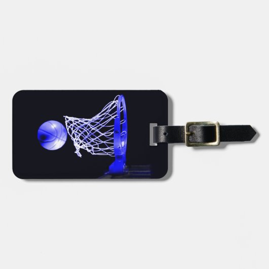 Blue Basketball Gepäckanhänger (Vorderseite horizontal)
