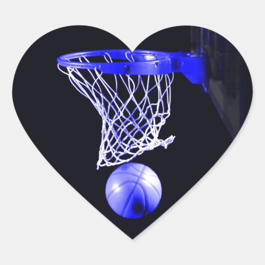 Blue Basketball Herz-Aufkleber (Vorderseite)