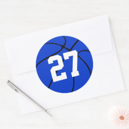 Blue Basketball Jersey Nummer Round Stickers
