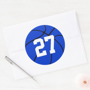 Blue Basketball Jersey Nummer Round Stickers