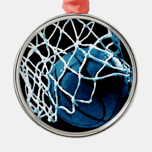 Blue Basketball Ornament Aus Metall (Vorne)
