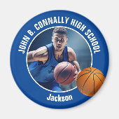 Blue Basketball Player Photo Keepsake Gift Magnet (Vorne)