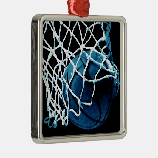 Blue Basketball Silbernes Ornament (Rechts)