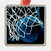 Blue Basketball Silbernes Ornament (Vorne)