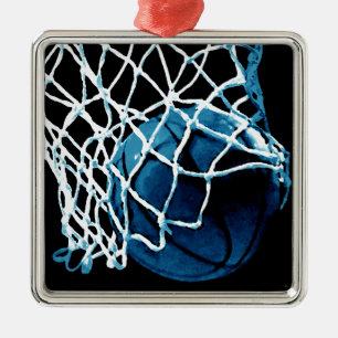 Blue Basketball Silbernes Ornament