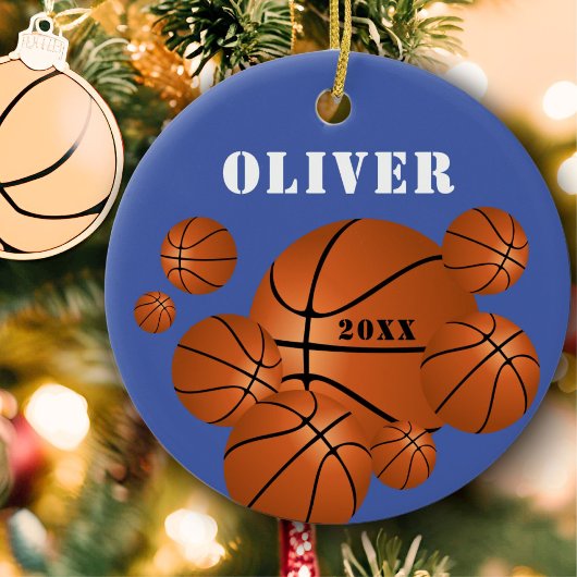 Blue Basketball Sport Kinder Weihnachten Keramik Ornament