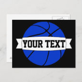 Blue Basketball Team Name oder Custom Text Postcar Postkarte (Vorne/Hinten)