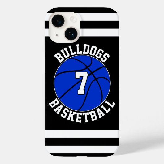 Blue Basketball Team Name Player Number Custom Case-Mate iPhone Hülle (Rückseite)