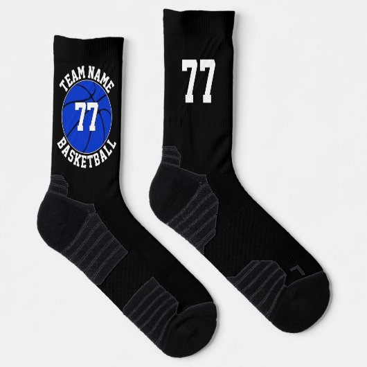 Blue Basketball Team Name und Nummer Sport Socken (Rechts)