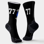 Blue Basketball Team Name und Nummer Sport Socken (Gewinkelt)