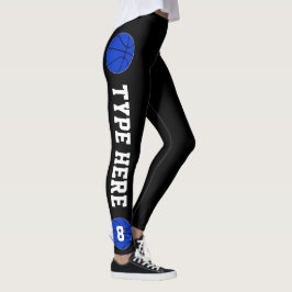 Blue Basketball Team Name und Spielernummer Sport Leggings
