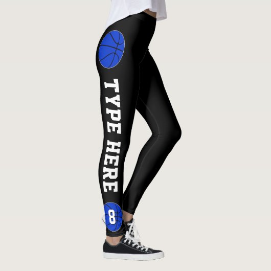Blue Basketball Team Name und Spielernummer Sport Leggings (Rechts)