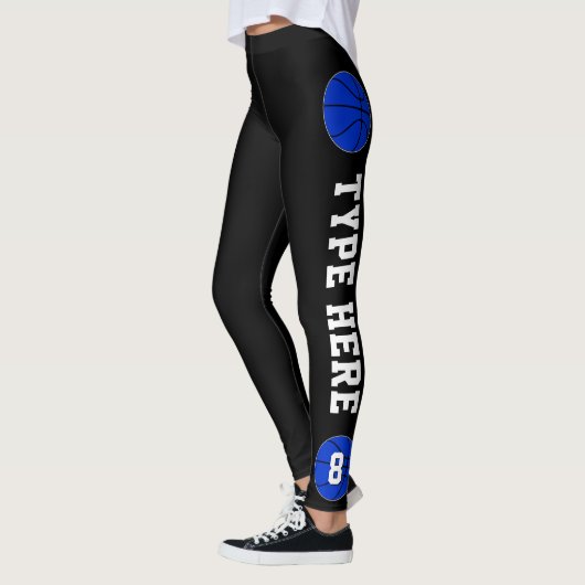 Blue Basketball Team Name und Spielernummer Sport Leggings (Links)
