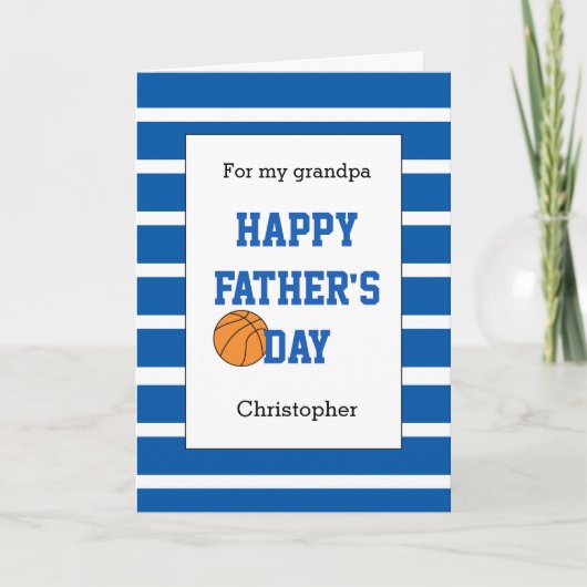 Blue Basketball Vatertag Opa Karte (Vorderseite)
