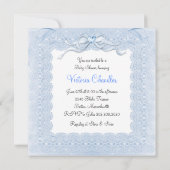 Blue Bassinet Baby Dusche Einladung (Rückseite)