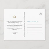 Blue Bat Mitzvah Chic Floral Gold Script Vielen Da Postkarte (Rückseite)