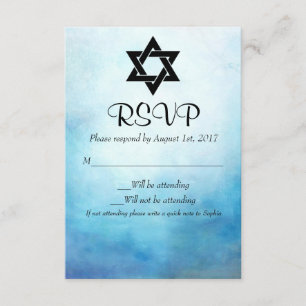 Blue Bat Mitzvah UAWG, Watercolor, Bat Mitzvah RSVP Karte