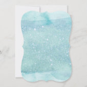 Blue Bat Mitzvah, Wasserfarbe, Türkis, Glitzer Einladung (Rückseite)