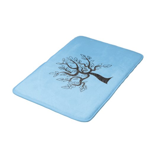 Blue Bath Mat with Tree - Ihre Farben Badematte (Schrägansicht)