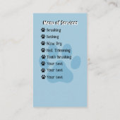 Blue Bathtub Bubbles Dog Groomer Services Visitenkarte (Rückseite)