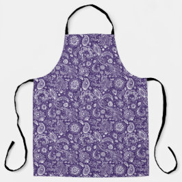 Blue batik boho style floral paisley pattern schürze