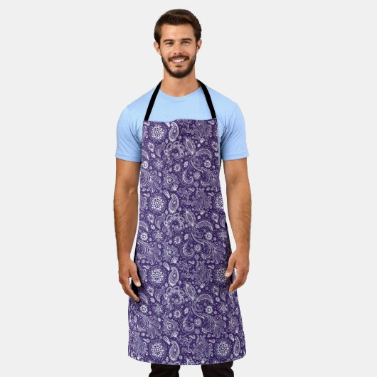 Blue batik boho style floral paisley pattern schürze (Getragen)