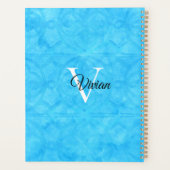 Blue Batik Elegant Monogram Name Planner Planer (Rückseite)