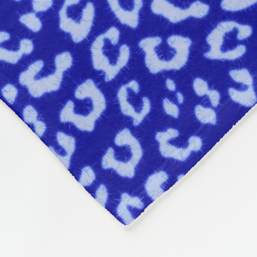 Blue Batik Leopard - Vliesdecke Fleecedecke (Ecke)