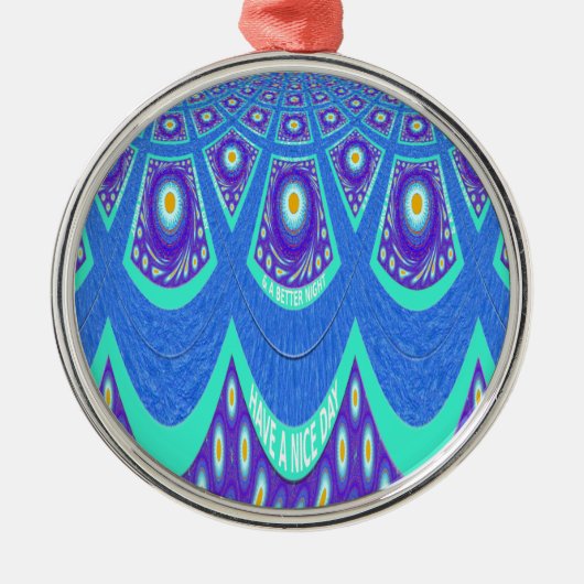 Blue Batik Ornament Aus Metall (Vorne)