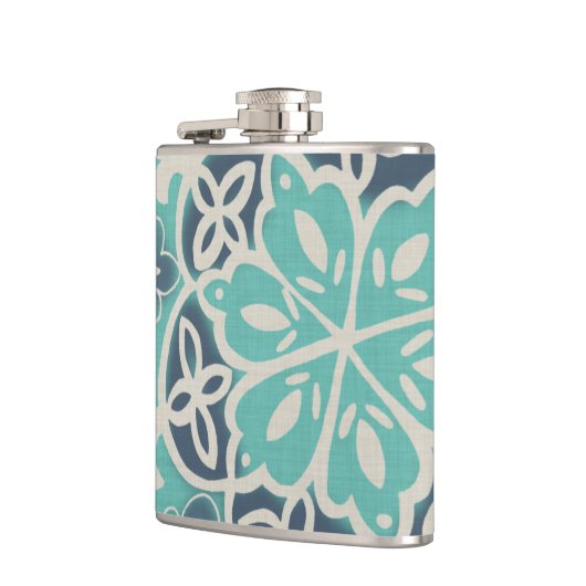 Blue Batik Tile I Flachmann (Links)