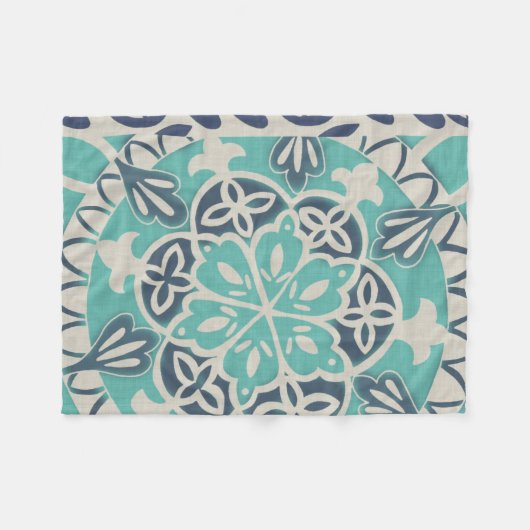 Blue Batik Tile I Fleecedecke (Vorderseite (Horizontal))