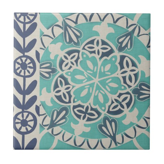 Blue Batik Tile I Fliese (Vorderseite)