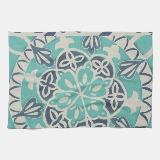 Blue Batik Tile I Handtuch (Horizontal)