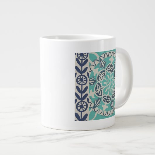 Blue Batik Tile I Jumbo-Tasse (Vorderseite Rechts)