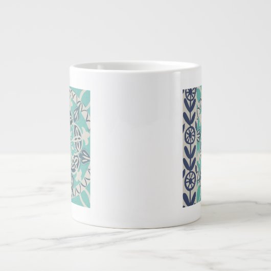 Blue Batik Tile I Jumbo-Tasse (Vorderseite)