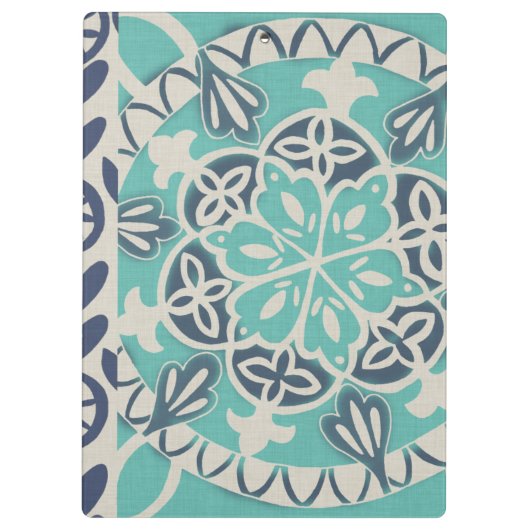 Blue Batik Tile I Klemmbrett (Rückseite)