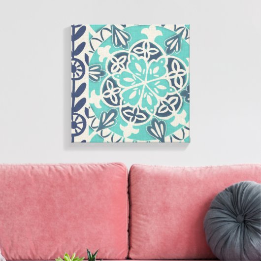 Blue Batik Tile I Leinwanddruck (Insitu (Wohnzimmer))