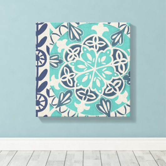 Blue Batik Tile I Leinwanddruck (Insitu (Holzboden))