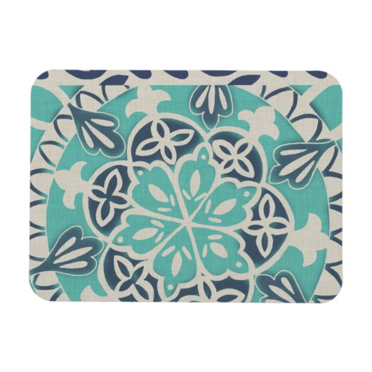 Blue Batik Tile I Magnet (Horizontal)