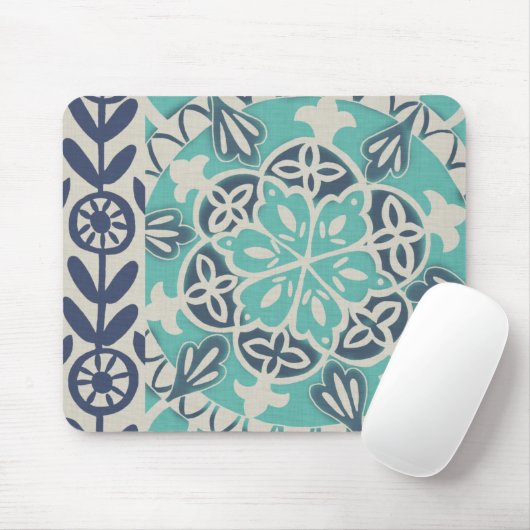 Blue Batik Tile I Mousepad (Mit Mouse)