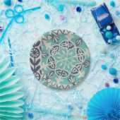 Blue Batik Tile I Pappteller (Party)