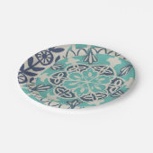 Blue Batik Tile I Pappteller (Schrägansicht)