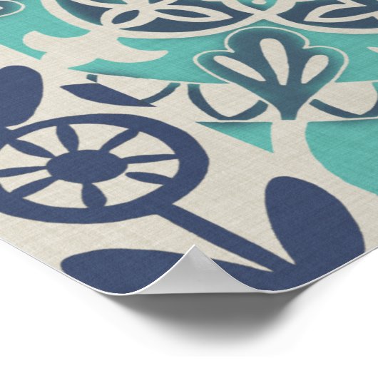 Blue Batik Tile I Poster (Ecke)