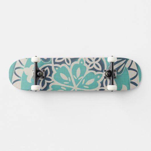 Blue Batik Tile I Skateboard (Horizontal)
