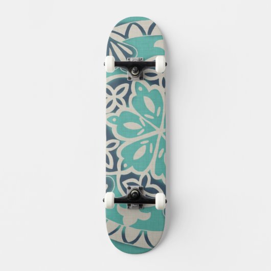 Blue Batik Tile I Skateboard (Vorderseite)