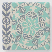 Blue Batik Tile I Steinuntersetzer (Vorderseite)