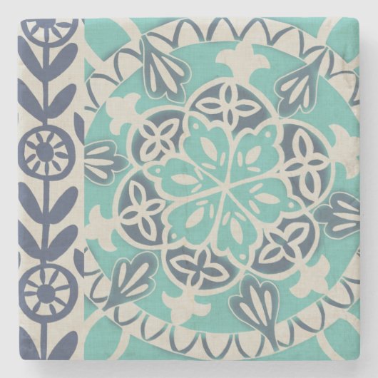 Blue Batik Tile I Steinuntersetzer (Vorderseite)